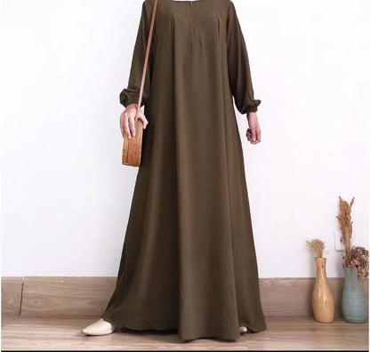 Women's Modest Zippered Crewneck Dress