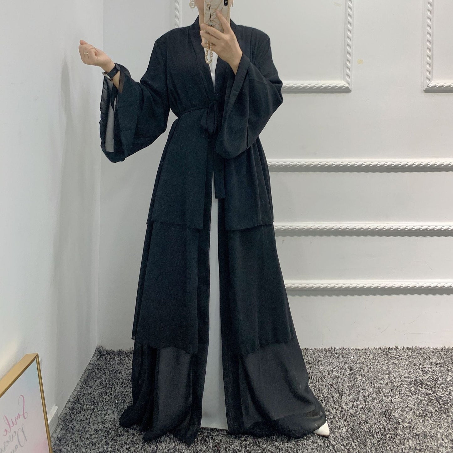 Women's Plain Robe Open Abaya Dress