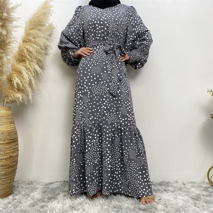 Women's Modest Polka Dot Flap Tie-up Dress