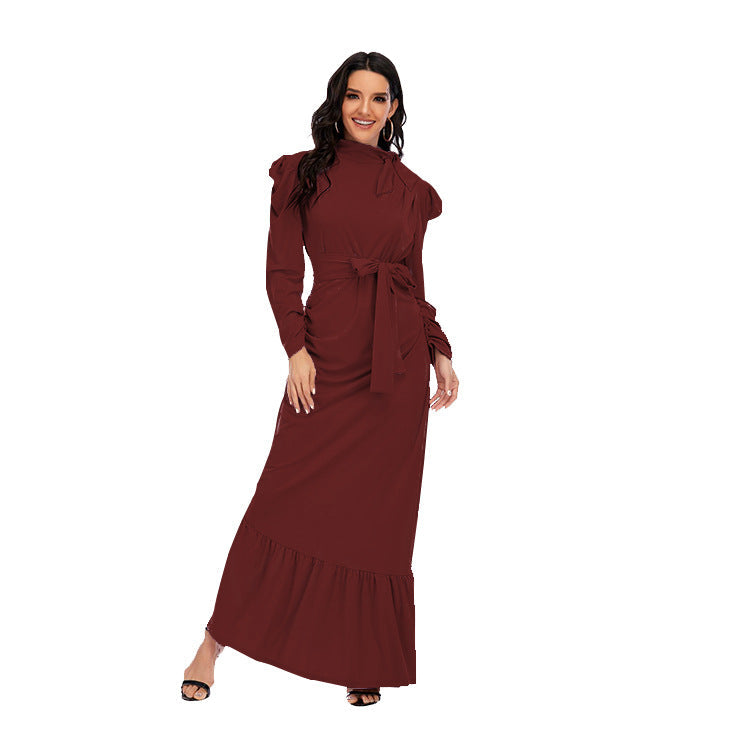 Pleated Stylish Irregular Modest Dress