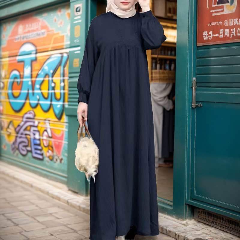 Modest Loose Pullover Casual Maxi Dress