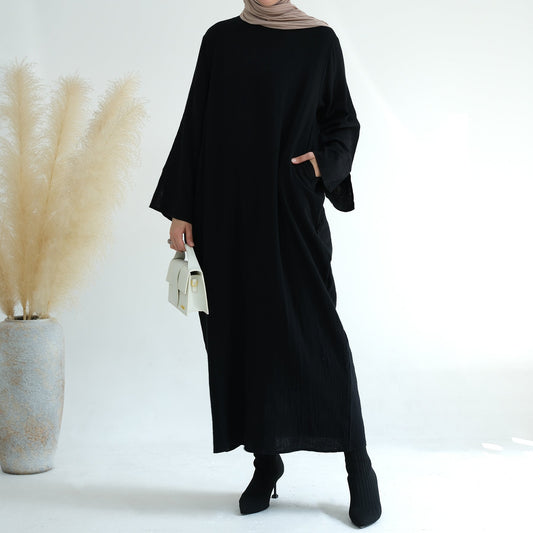 Women‘s Plain Casual Abaya Dress