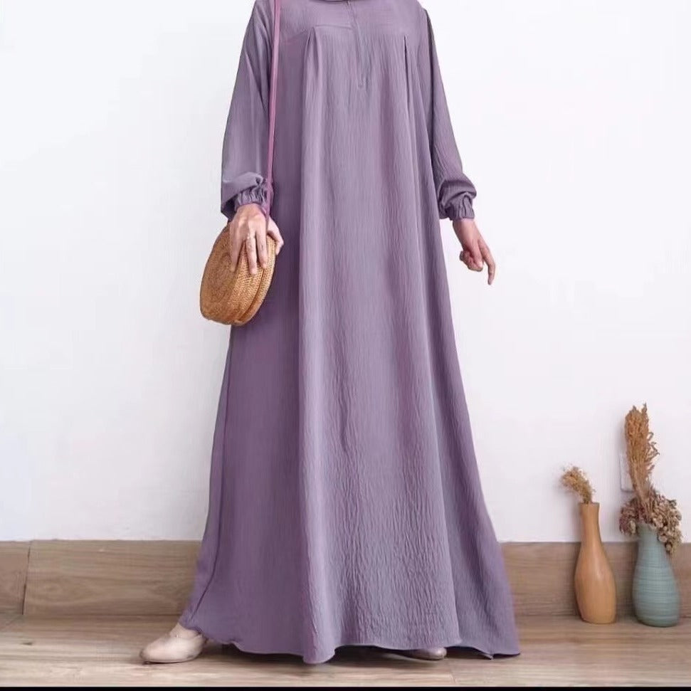 Women's Modest Zippered Crewneck Dress