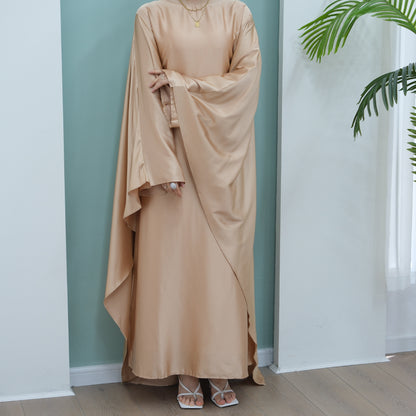 Women's Stretch Satin Modest Abaya Dress