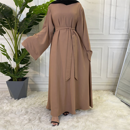 Plain Lace Up Modest Dress