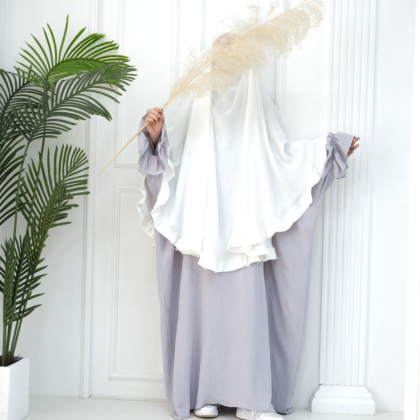 Women's Solid Color Ruffled Hijab