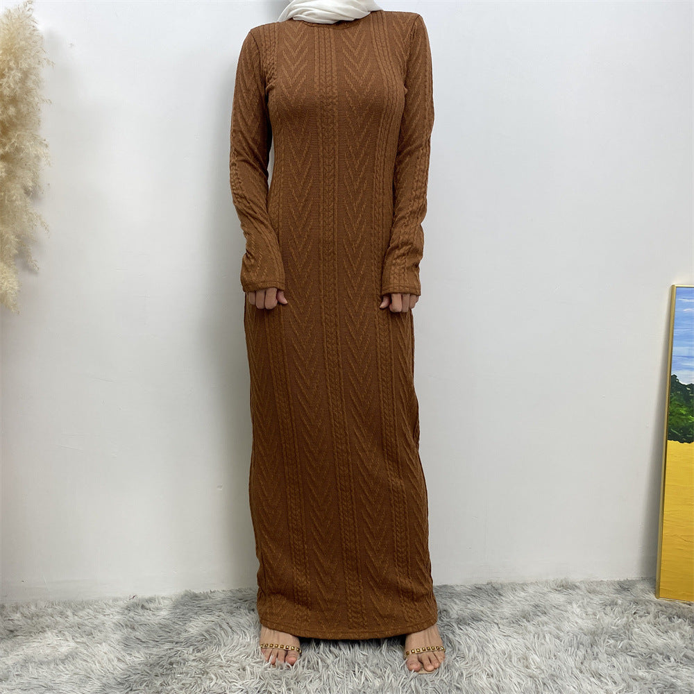 Modest Long-sleeved Sweater Base Dress