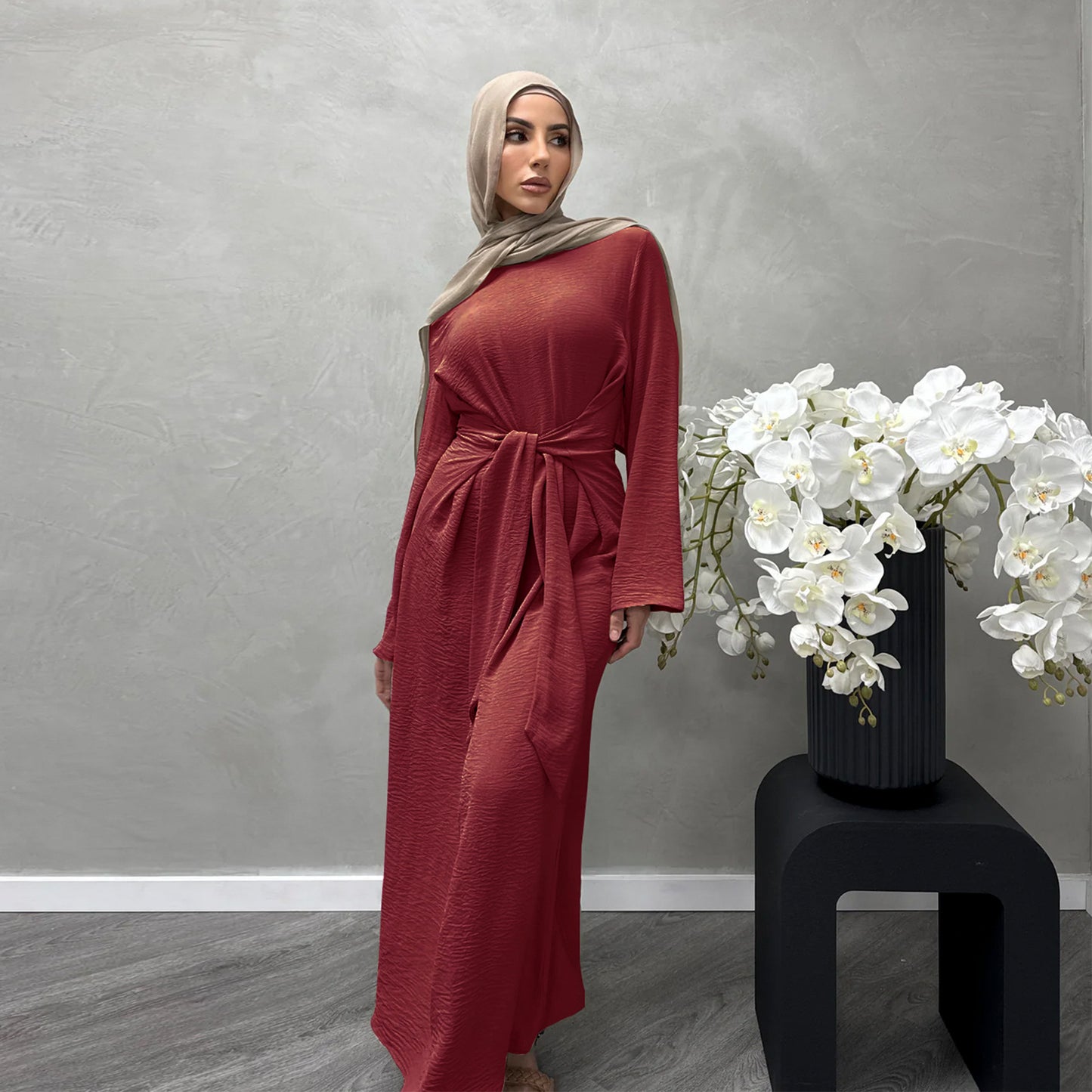 Women's Lace-up Modest Abaya Dress