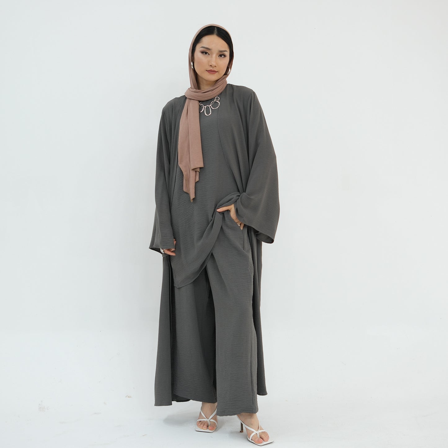 Women's Modest Three-piece Top And Pants Suit