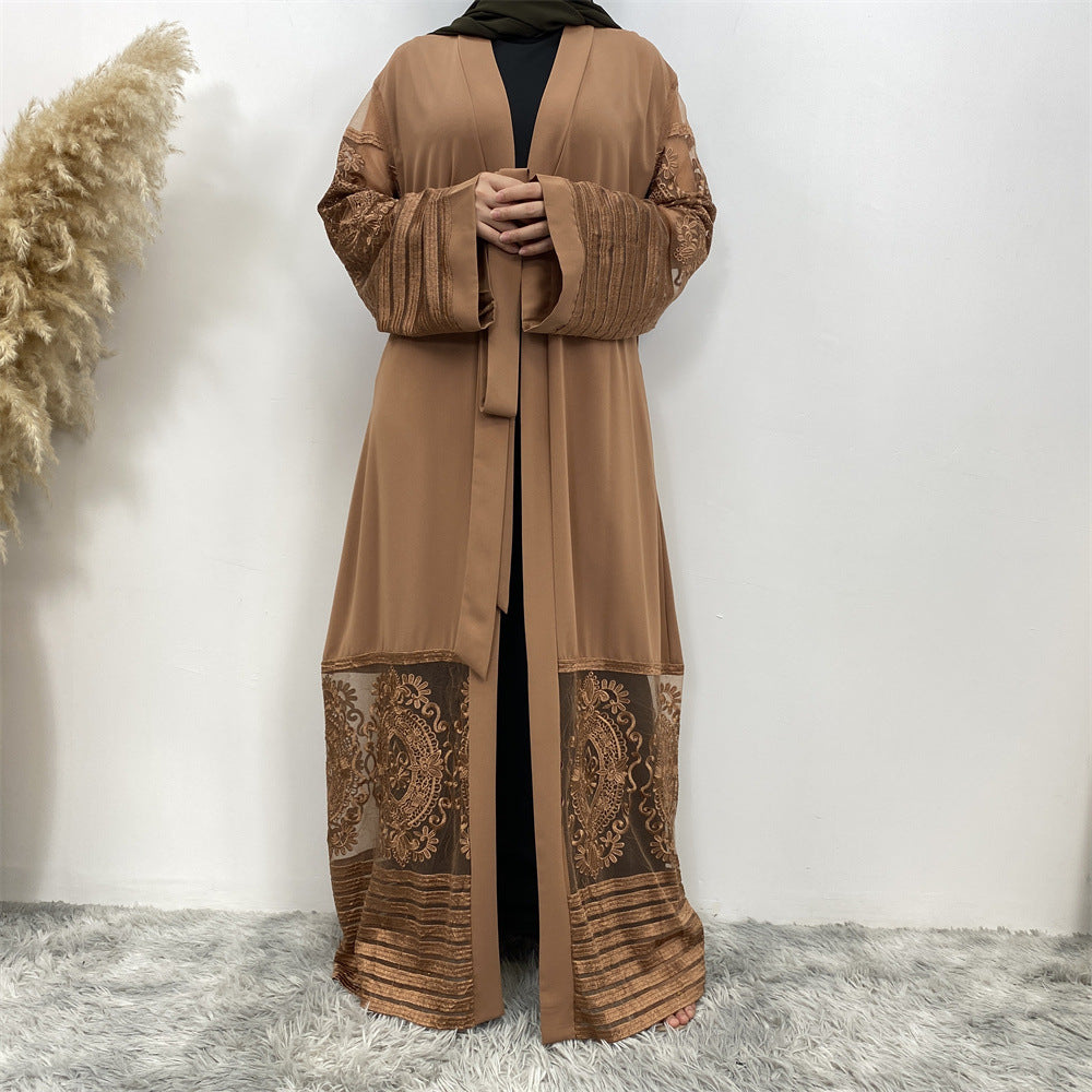 Women's Embroidered Mesh Robe Dress