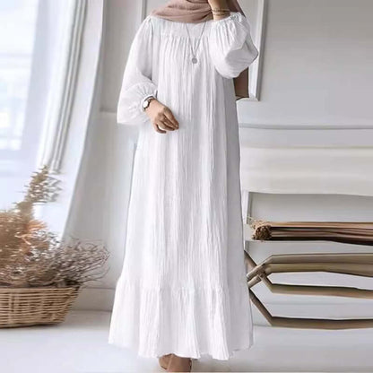 Women's Plain Ruffle Modest Dress