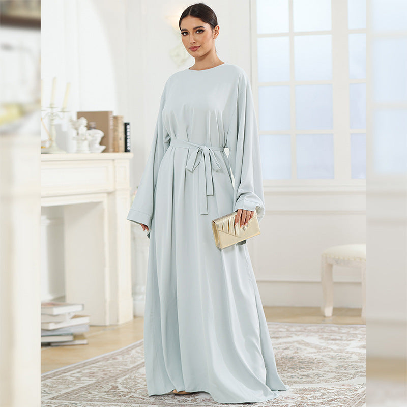 Trendy Simple Grey Solid Color Abaya