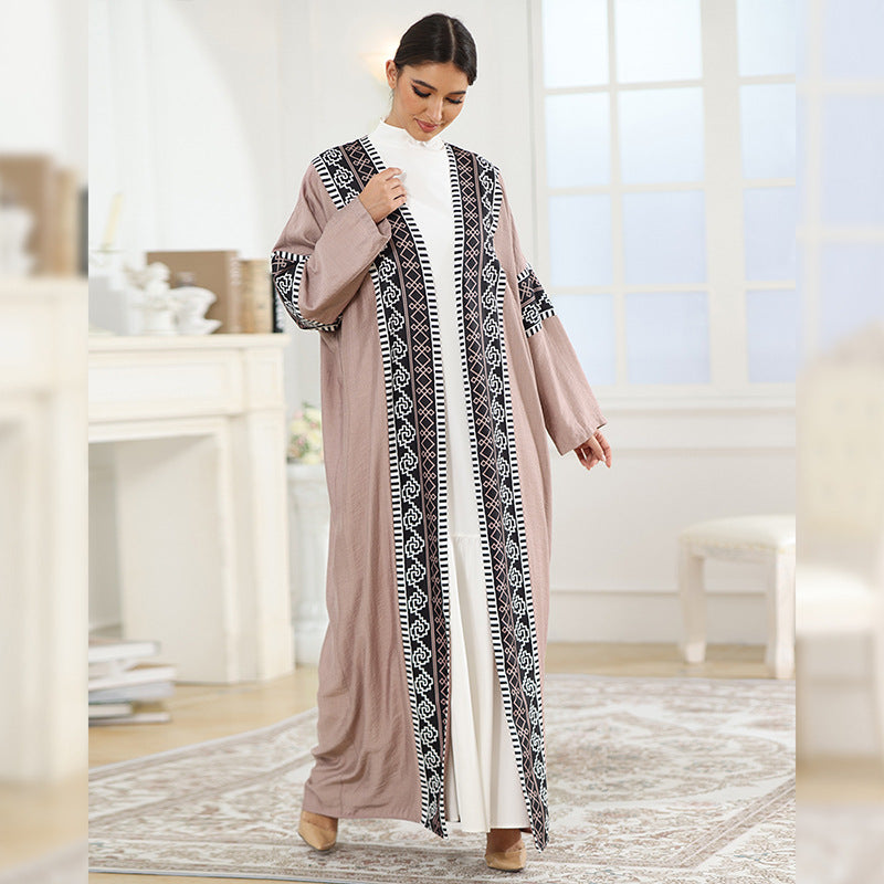 Elegant Muslim Print Patchwork Robe