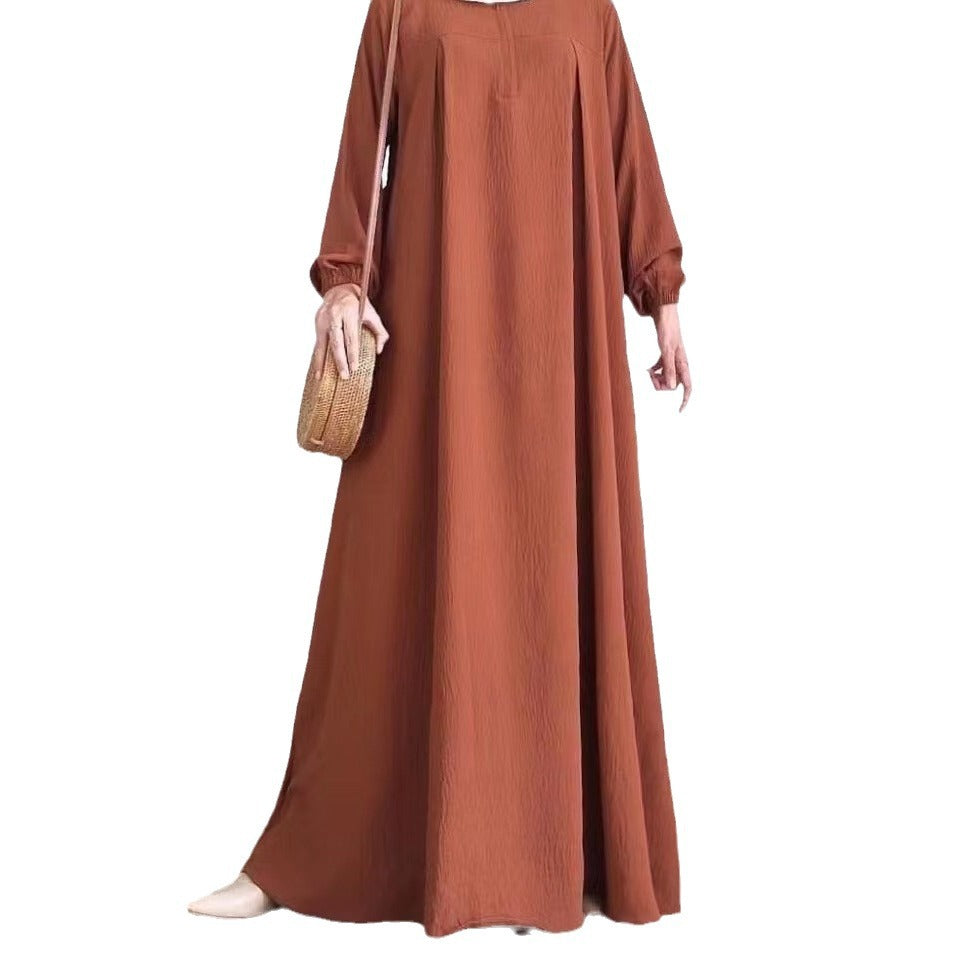 Women's Modest Zippered Crewneck Dress