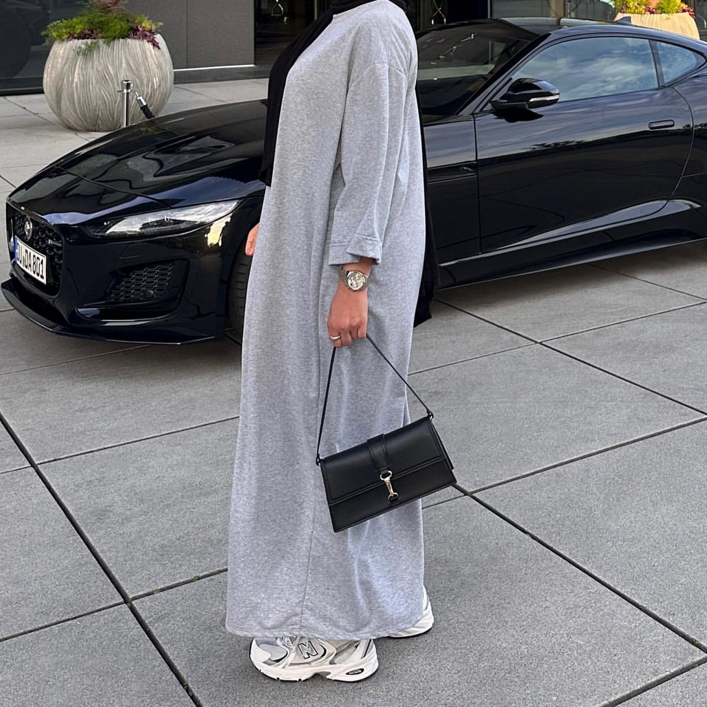 Women's Plain Sweatshirt Abaya Dress