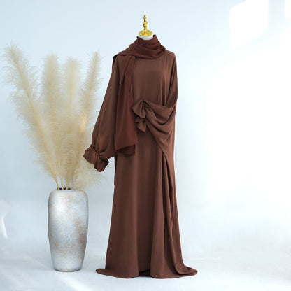 Women's Round Neck Plain Modest Dress