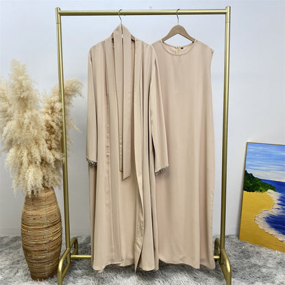 Women's Sleeveless Dress + Elegant Robe Two Piece Sets