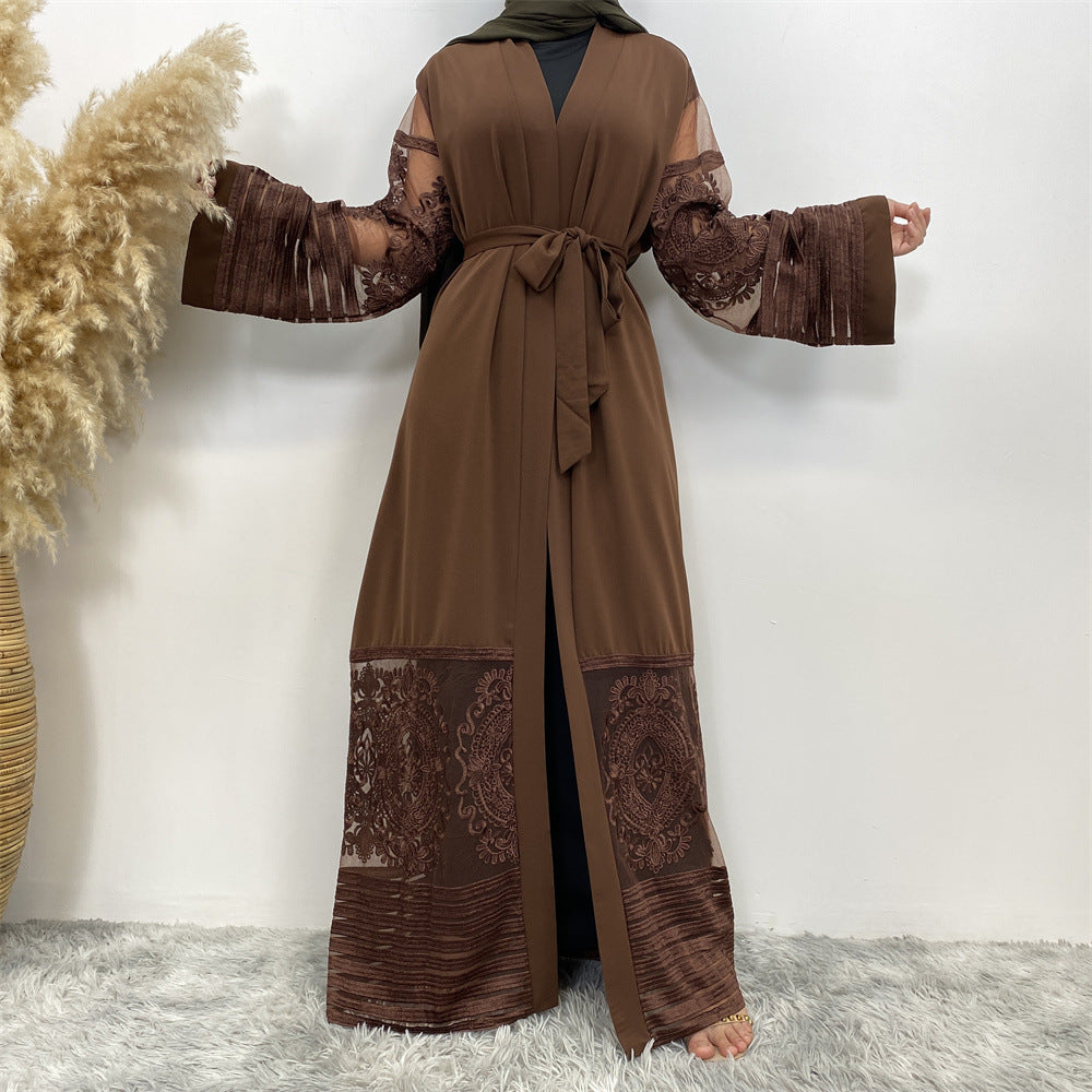 Women's Embroidered Mesh Robe Dress