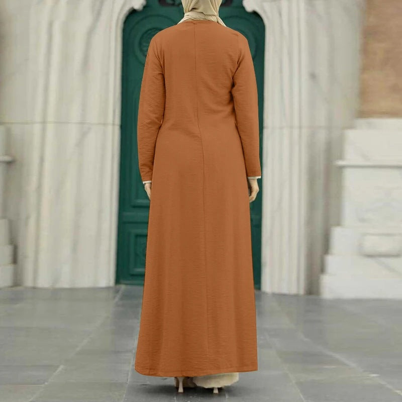 Elegant Solid Color Women's Modest Dress