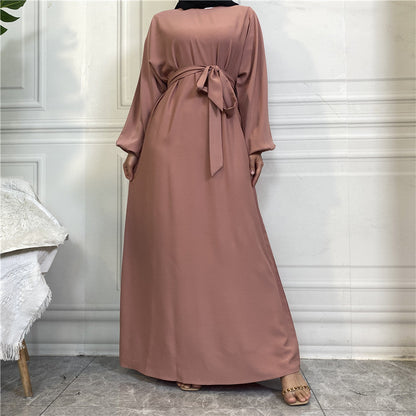 Modest Plain Pocket Casual Dress