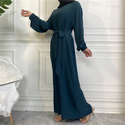 Modest Plain Pocket Casual Dress