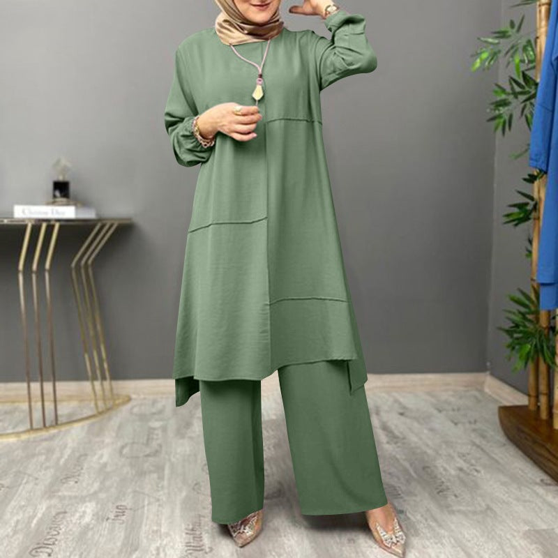 Stylish Women's Loose Shirt and Wide Leg Trouser Set