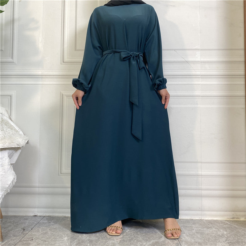 Modest Plain Pocket Casual Dress