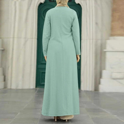 Elegant Solid Color Women's Modest Dress