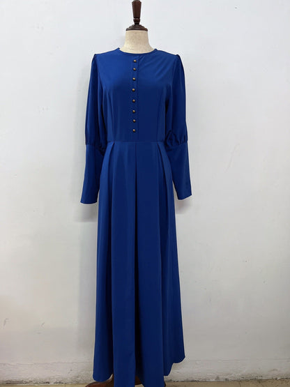 Women's Plain Button Vintage Abaya Dress