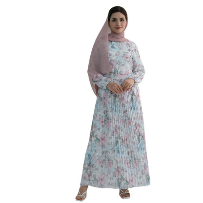 Women's Printed Modest Abaya Maxi Dress