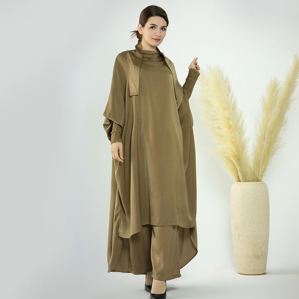 Modest Solid Color Abaya Two-piece Sets