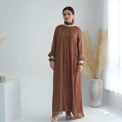 Women's Lace Up Modest Abaya Dress