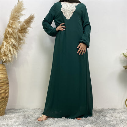 Arabian Embroidery Long Sleeve Abaya Dress