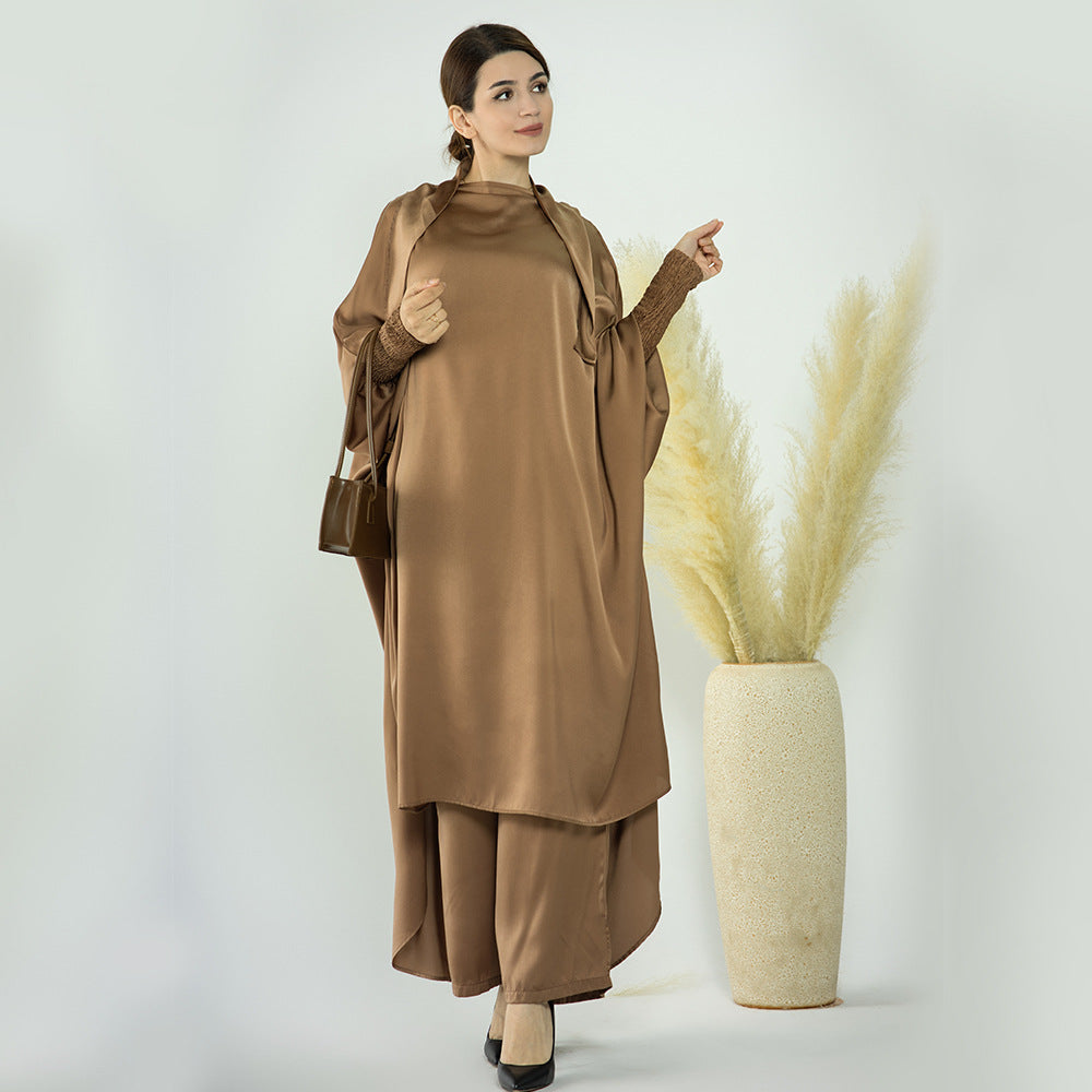 Modest Solid Color Abaya Two-piece Sets