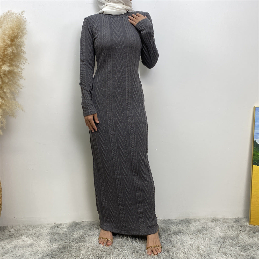 Modest Long-sleeved Sweater Base Dress