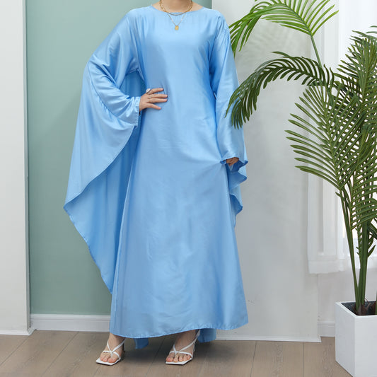 Women's Stretch Satin Modest Abaya Dress