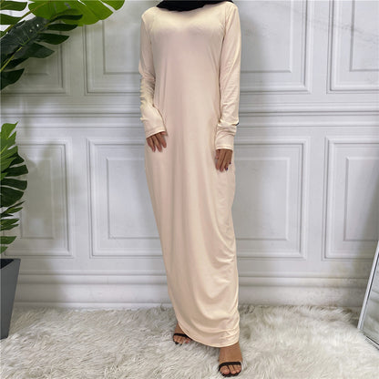 Women's Solid Color Long-sleeved Abaya Dress