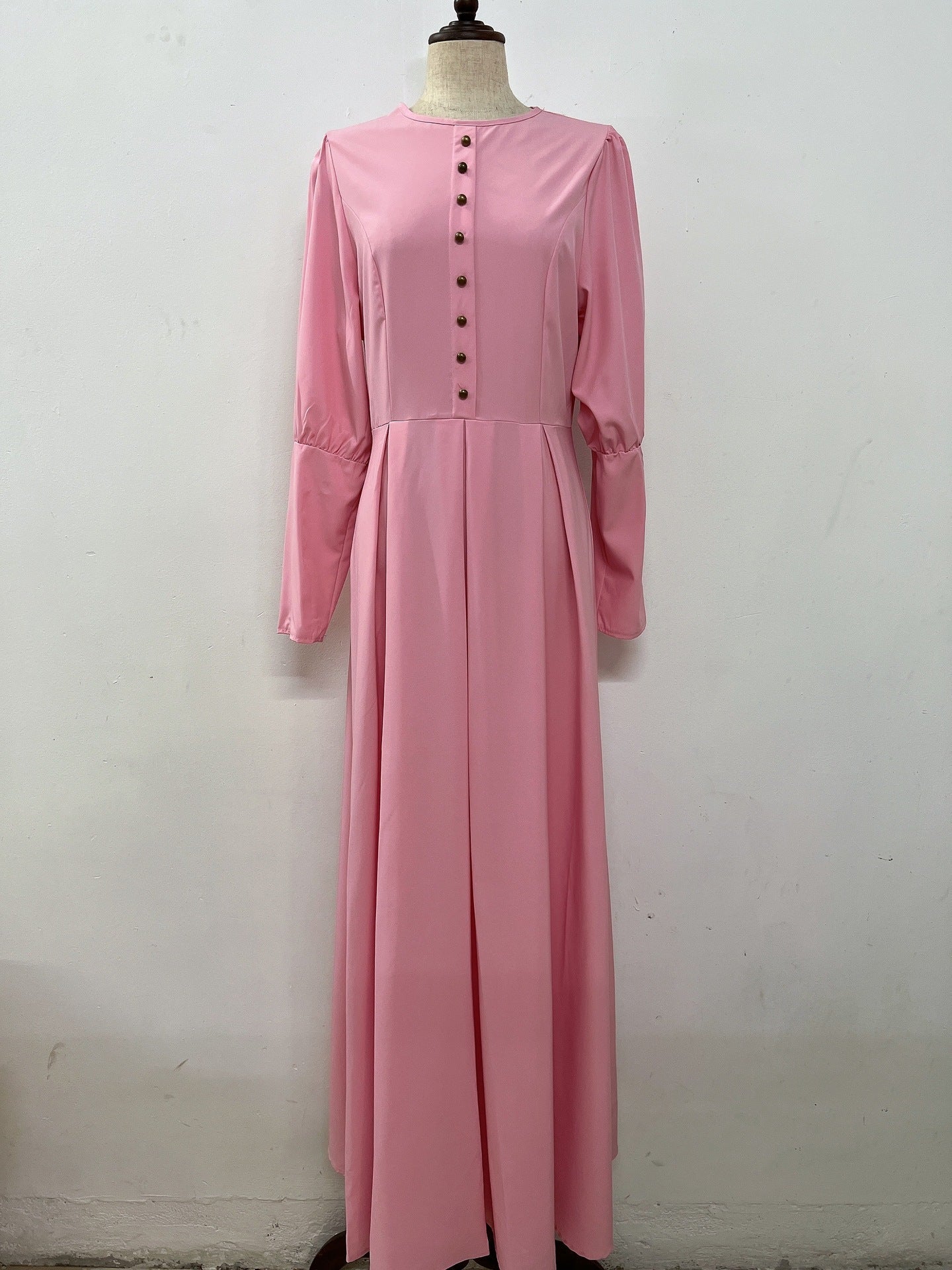 Women's Plain Button Vintage Abaya Dress