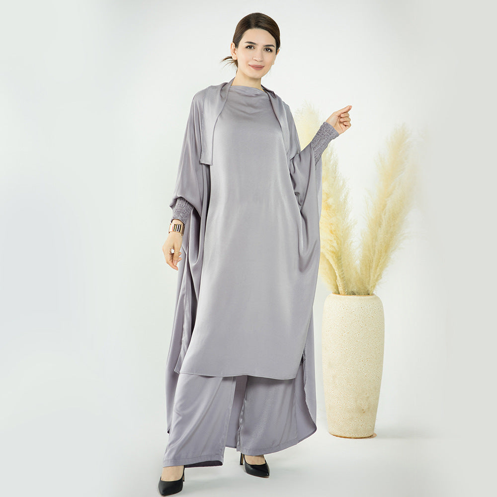 Modest Solid Color Abaya Two-piece Sets