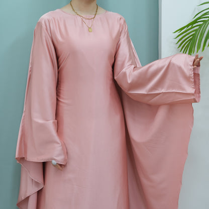 Women's Stretch Satin Modest Abaya Dress