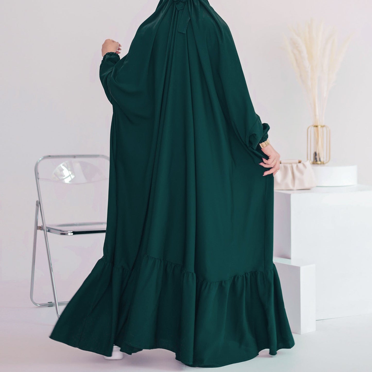 Women's Solid Color Modest Abaya Dress Jilbab