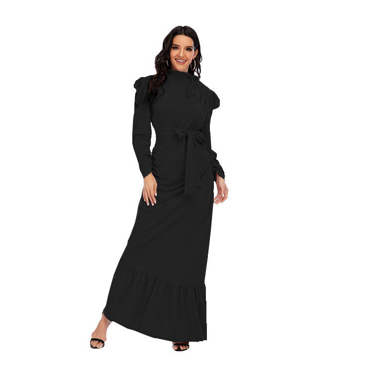 Pleated Stylish Irregular Modest Dress