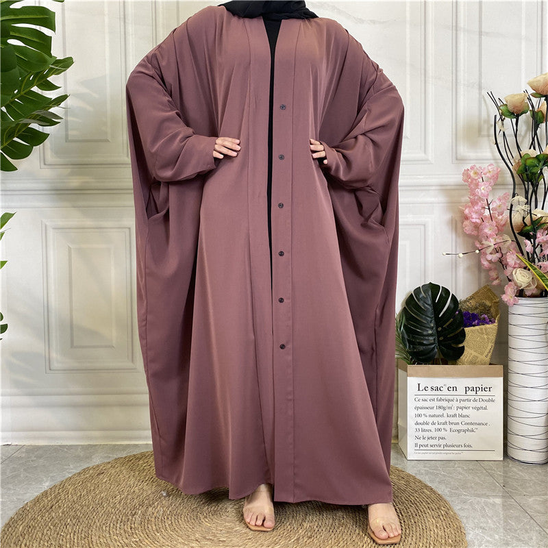 Women's Plain Button Robe Dress