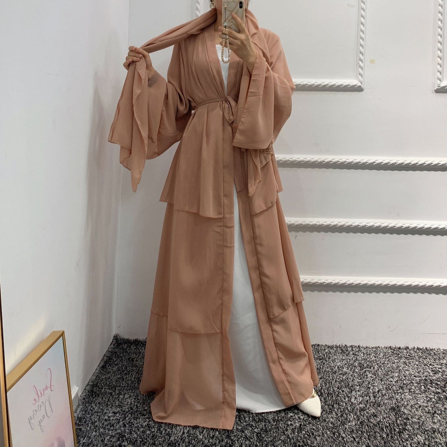 Women's Plain Robe Open Abaya Dress