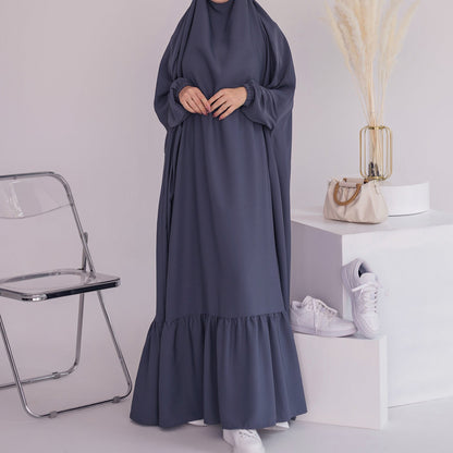 Women's Solid Color Modest Abaya Dress Jilbab