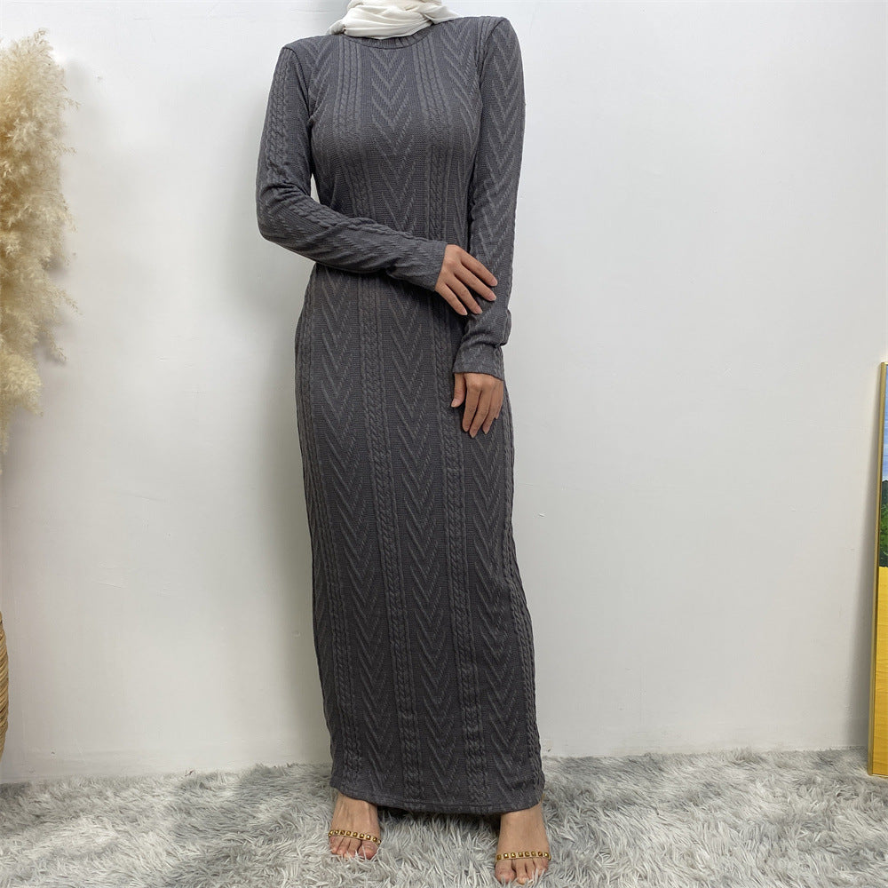 Modest Long-sleeved Sweater Base Dress