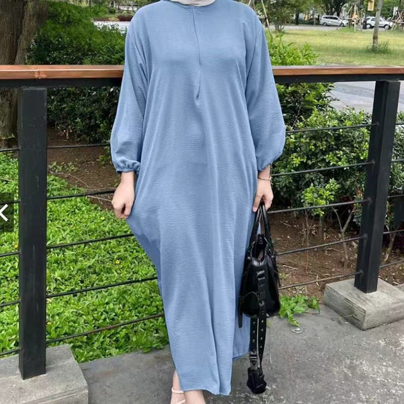 Women's Puff Sleeve Plain Casual Dress