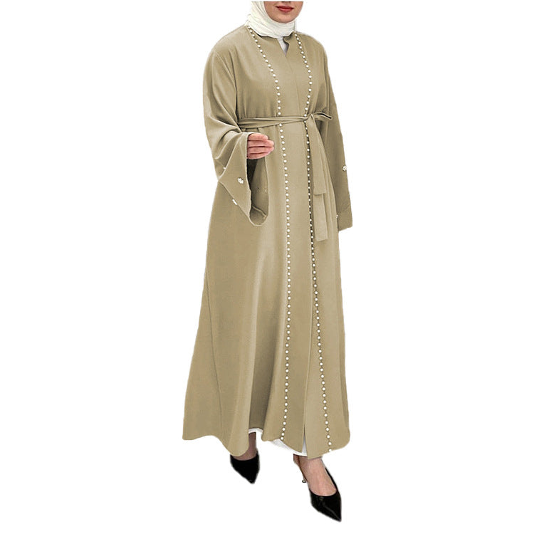 Plain Flared Sleeve Robe Dress