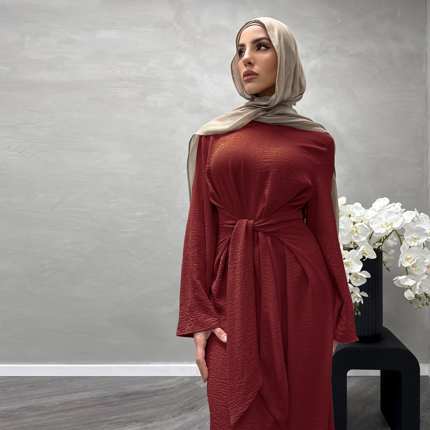 Women's Lace-up Modest Abaya Dress