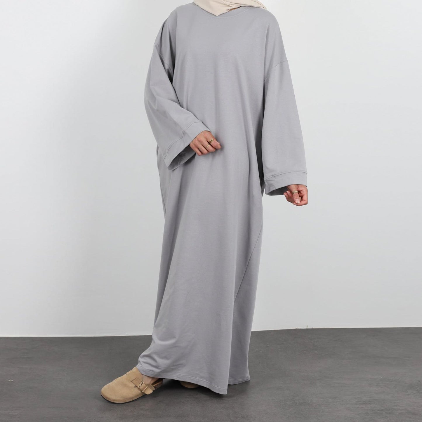 Women's Plain Sweatshirt Abaya Dress